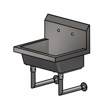 Bk Resources 24" Wall Mount Single Station Handwash Sink, 8" O.C. Splash Mount MSHS-24W2